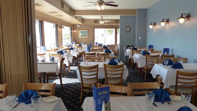 Dining room with multiple set tables